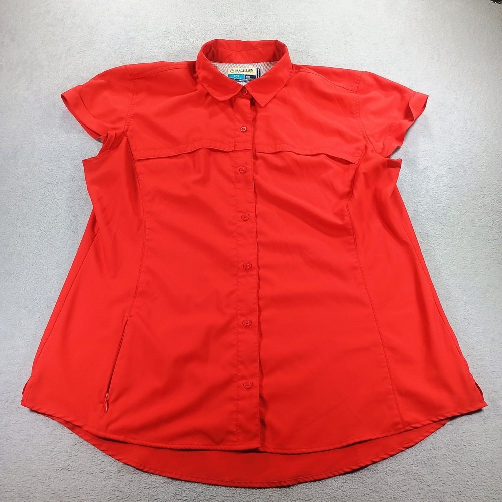 Magellan Womens Fish Gear Red XXL Semi-Fitted Moisture Wicking Shirt